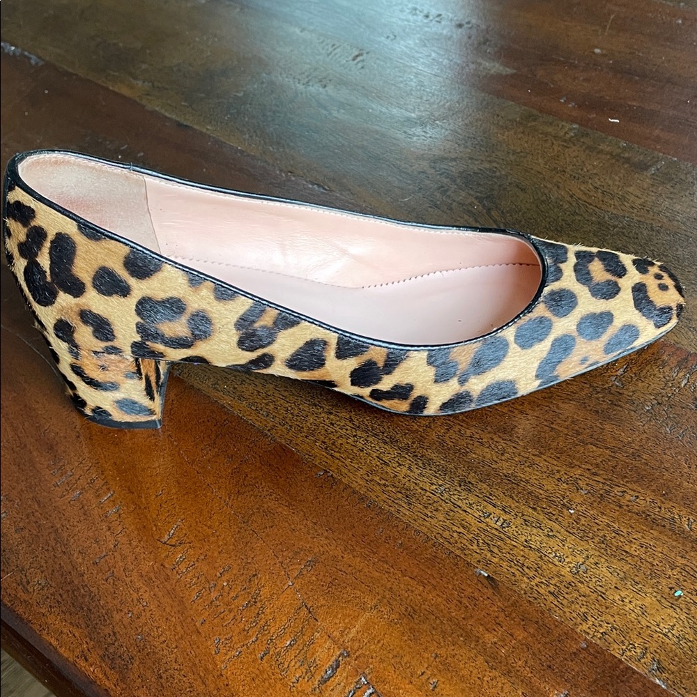 J.Crew women’s faux leopard heels with black trim